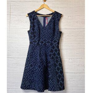 Plenty by Tracy Reese Dress Womens Size 8 Diamond Tribal Sleeveless Denim Funky